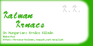 kalman krnacs business card