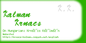 kalman krnacs business card